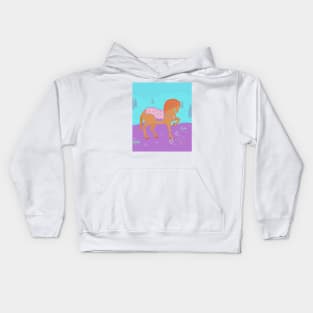 Persian Horse Trotting in a Meadow Kids Hoodie